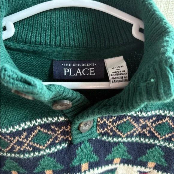 The Children's Place Green Train Fairisle Holiday Sweater - Picture 3 of 4